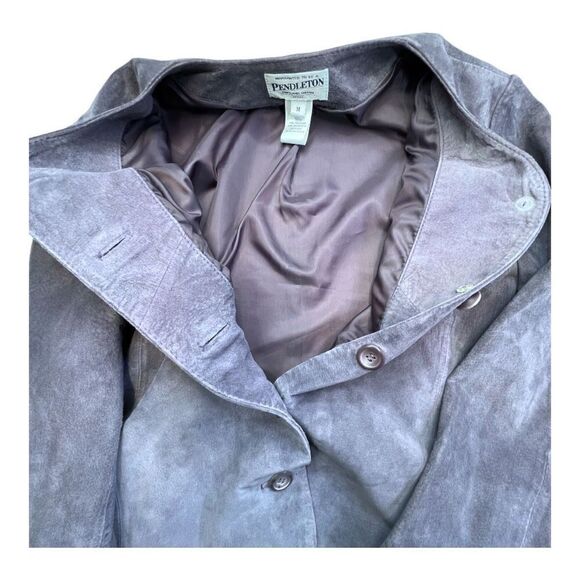 Pendleton Leather Jacket vintage Women's Purple Suede Size Medium button up - Picture 6 of 11